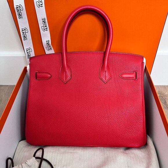 100% Authentic Hermes Birkin 30 Geranium in Togo with SHW Stamp P - Picture 4 of 16